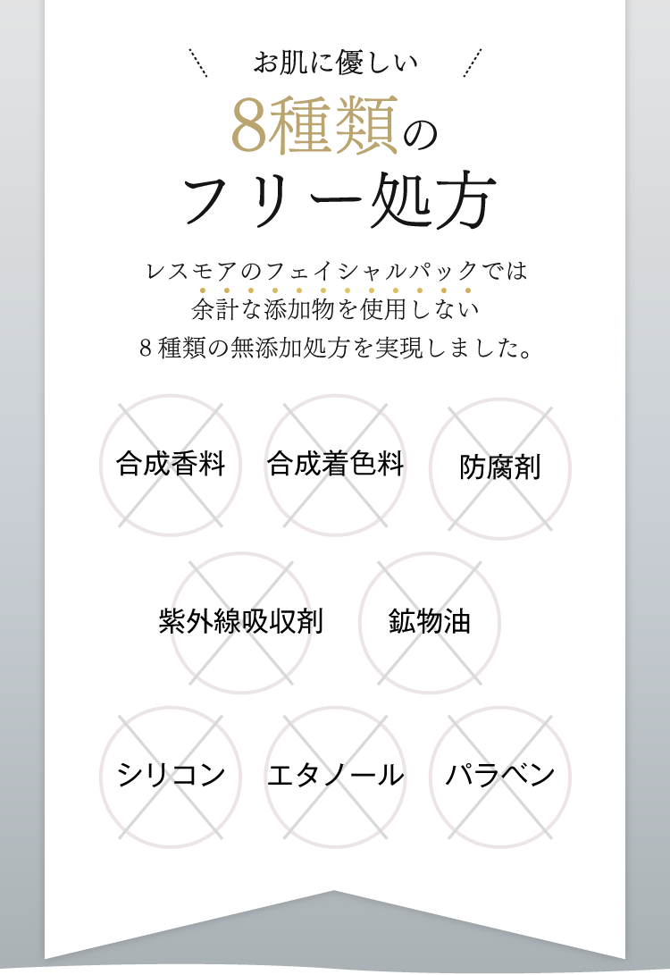 お肌に優しい8種類のフリー処方
